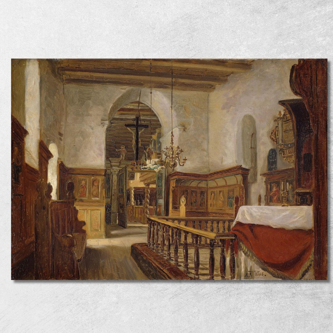 Interno Della Chiesa Di Voss Adolph Tidemand atd34 quadro stampato su tela