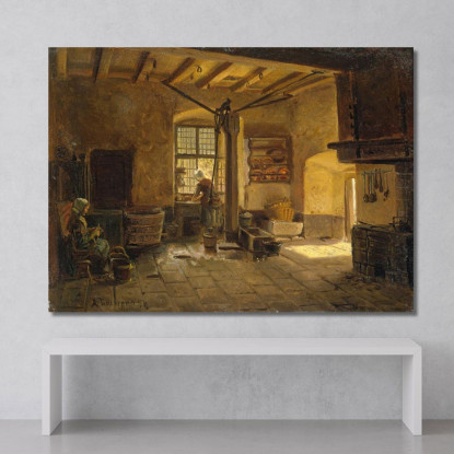 Interno Di Cucina Adolph Tidemand atd37 quadro stampato su tela