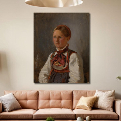 Ritratto Di Gunild Olsdatter Di Tinn Adolph Tidemand atd57 quadro stampato su tela