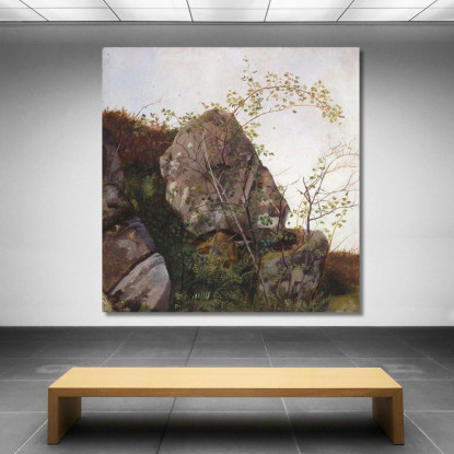 Studio Di Rose Di Cani E Felci Adolph Tidemand atd80 quadro stampato su tela