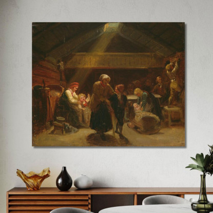 Domenica Mattina In Una Casa Contadina Adolph Tidemand atd81 quadro stampato su tela