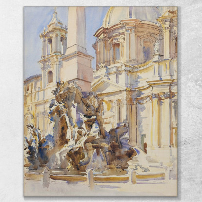Piazza Navona Rome John Singer Sargent jss215 quadro stampato su tela