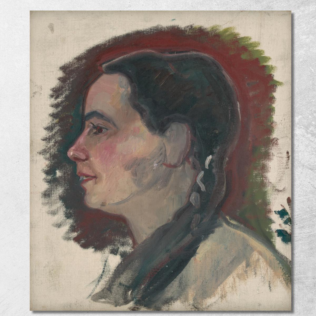 Ritratto Di Una Giovane Donna Con Treccia Arnold Peter Weisz-Kubínčan apw61 quadro stampato su tela