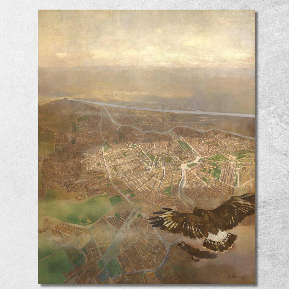 Vista Su Vienna Dall'Altezza Di 3000 M In Mongolfiera Sopra La Gloriette Di Schönbrunn Carl Moll cml13 quadro stampato su tela
