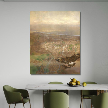 Vista Su Vienna Dall'Altezza Di 3000 M In Mongolfiera Sopra La Gloriette Di Schönbrunn Carl Moll cml13 quadro stampato su tela