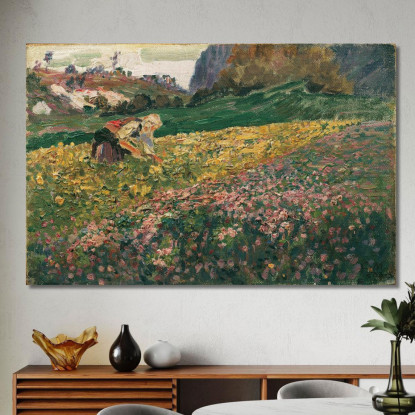 Ragazza Nel Prato Fiorito Carl Moll cml37 quadro stampato su tela
