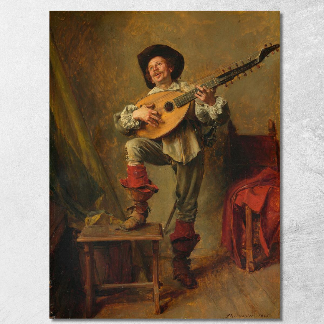 Soldato Che Suona Il Tiorba Ernest Meissonier ems29 quadro stampato su tela