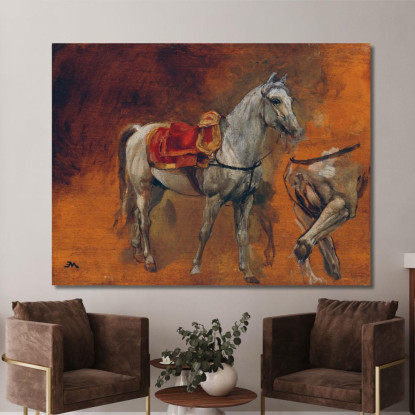 Studi Di Un Cavallo Grigio Ernest Meissonier ems30 quadro stampato su tela