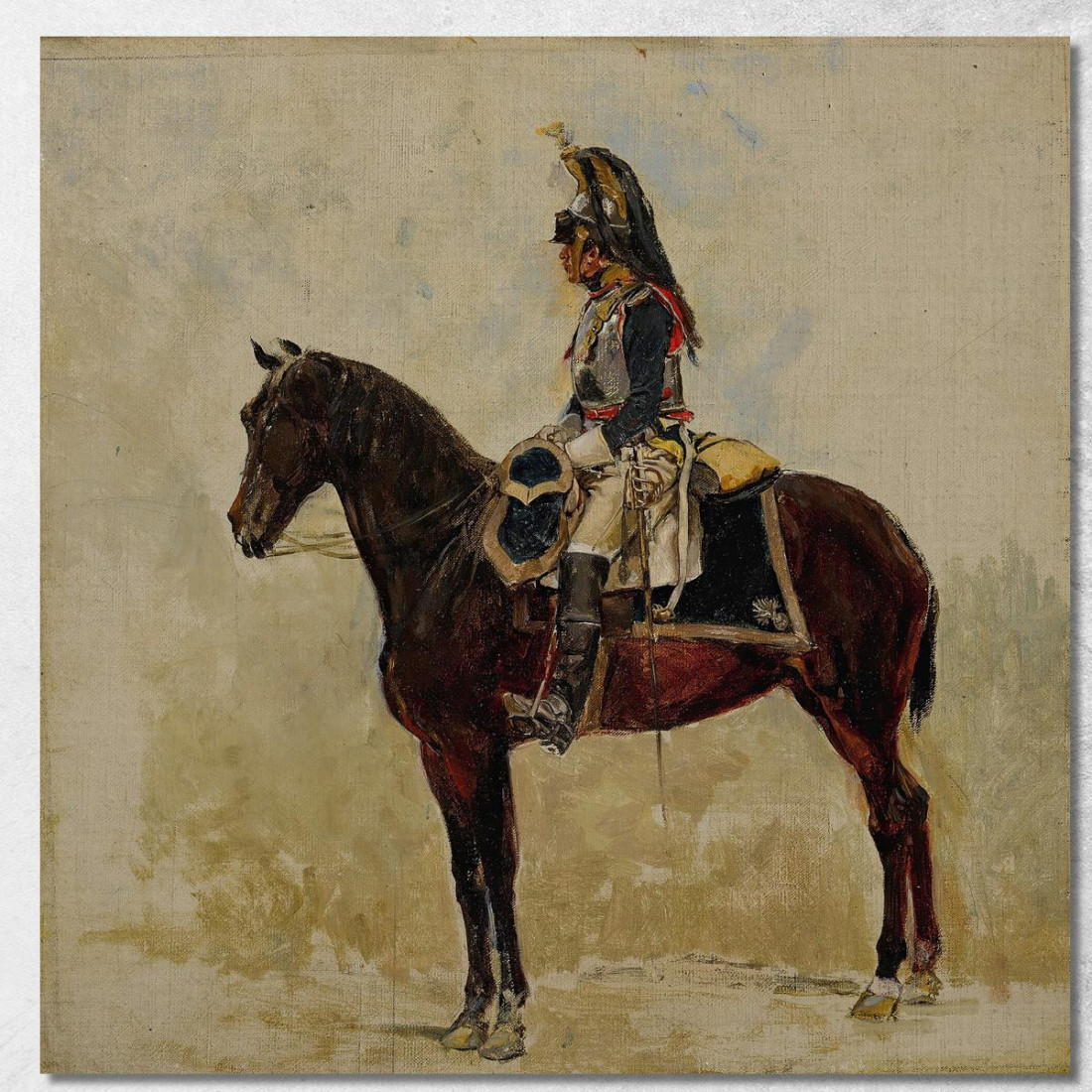 Un Corazziere Ernest Meissonier ems42 quadro stampato su tela