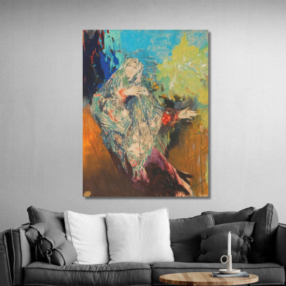 Contadina Danzante Con Scialle Colorato Filipp Malyavin fml2 quadro stampato su tela