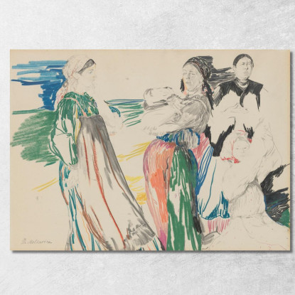 Schizzo Di Figure In Un Paesaggio Filipp Malyavin fml16 quadro stampato su tela