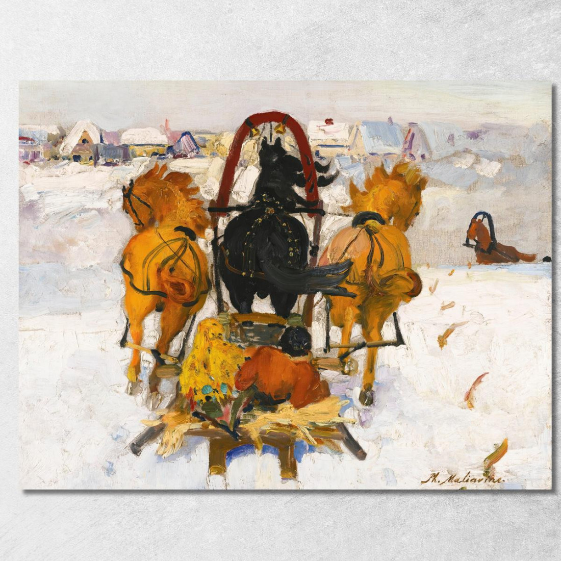 Troika Nella Neve Filipp Malyavin fml20 quadro stampato su tela
