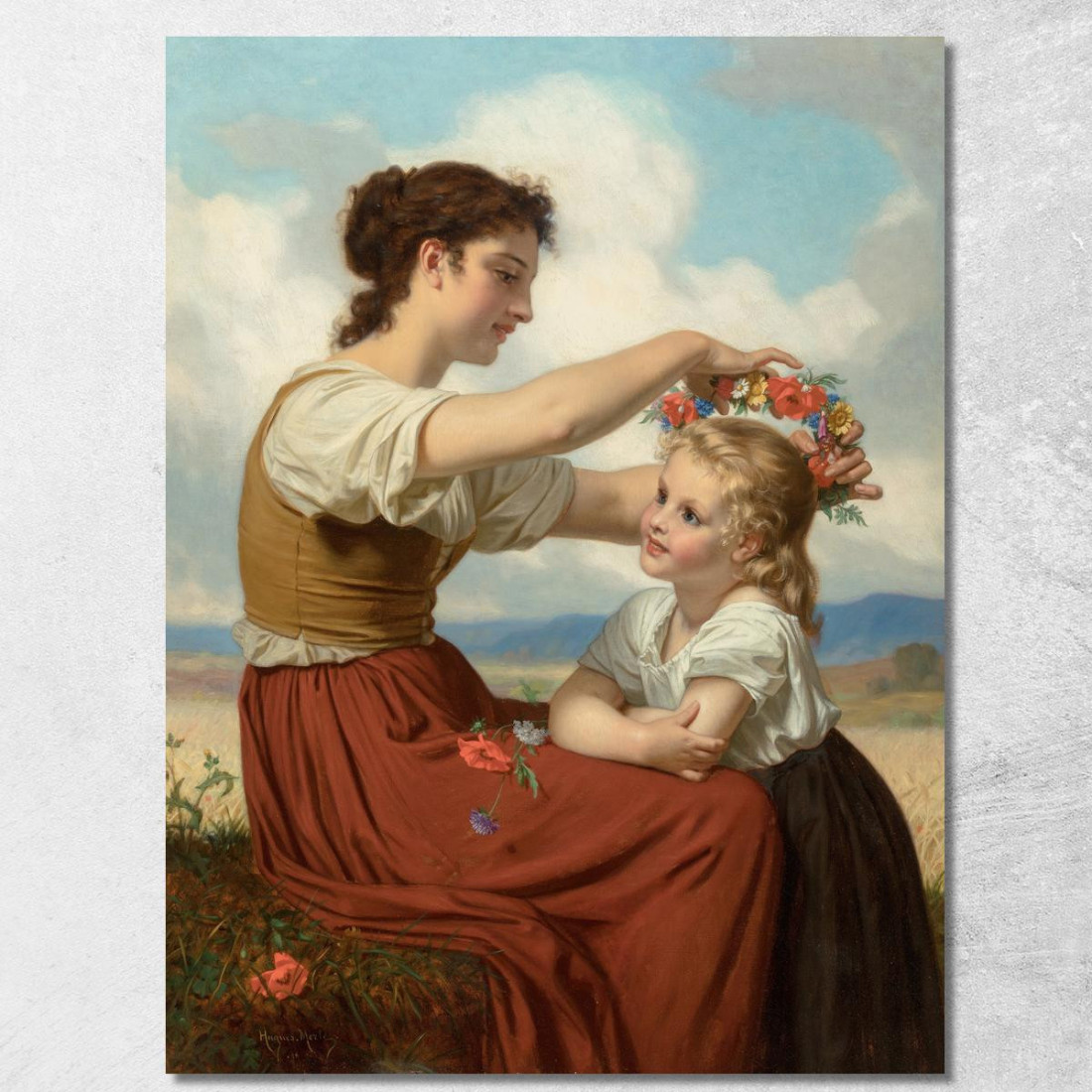 Corona Di Fiori Di Campo Hugues Merle hmr7 quadro stampato su tela