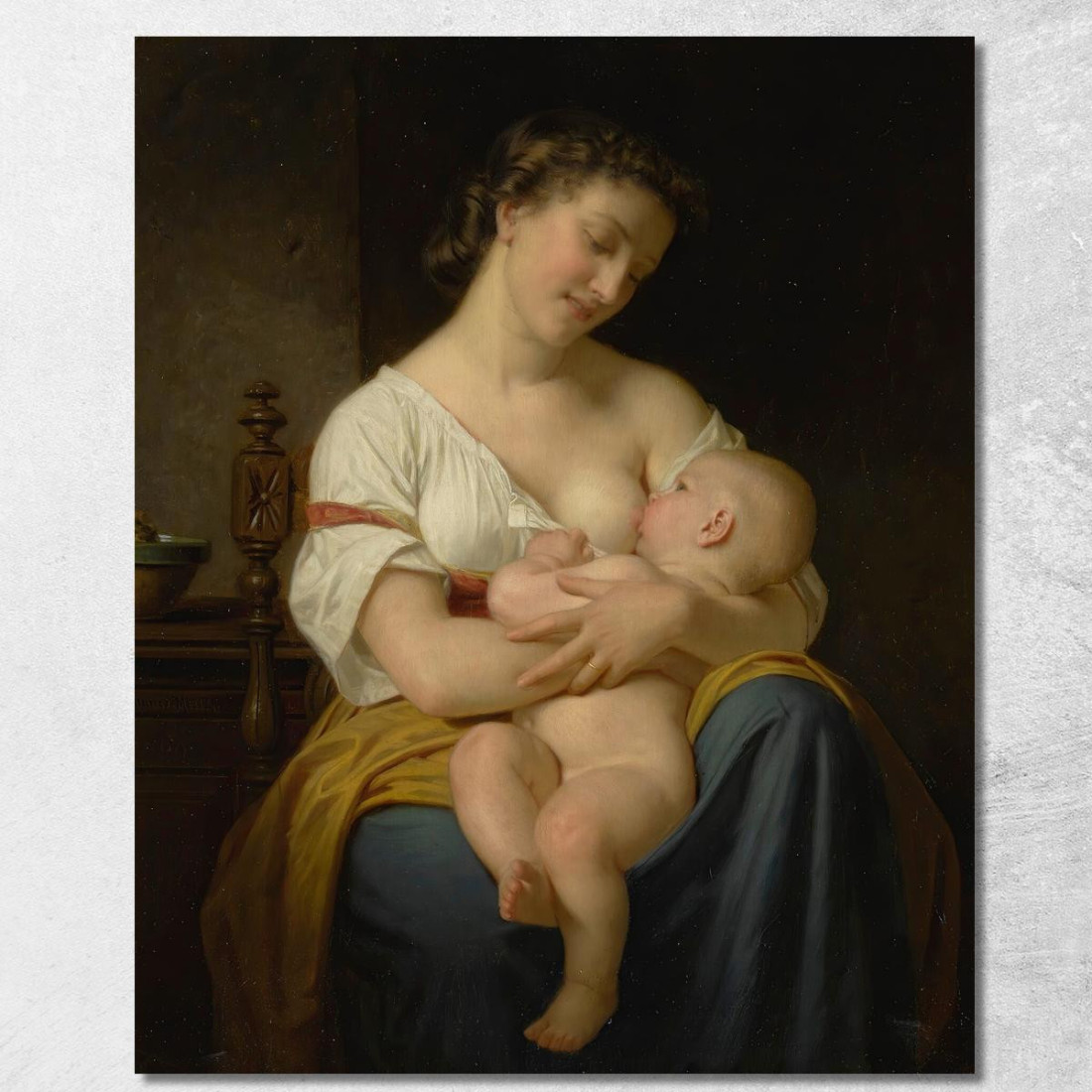 Madre E Figlio Hugues Merle hmr17 quadro stampato su tela
