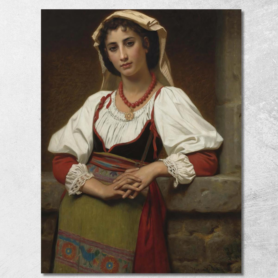 La Ragazza Napoletana Hugues Merle hmr26 quadro stampato su tela