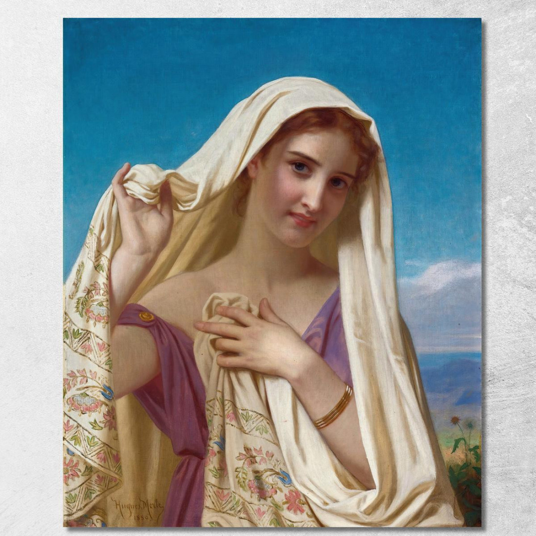 Giovane Ragazza Con Un Velo Hugues Merle hmr31 quadro stampato su tela