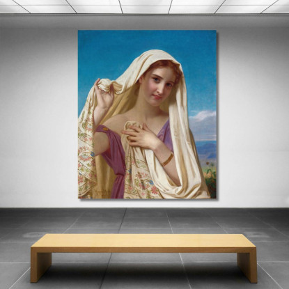 Giovane Ragazza Con Un Velo Hugues Merle hmr31 quadro stampato su tela
