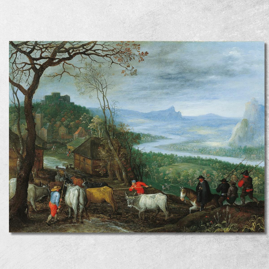 Un Paesaggio Con Mandriani Che Conducono Il Bestiame Verso Un Villaggio Jan Brueghel The Elder jbe2 quadro stampato su tela
