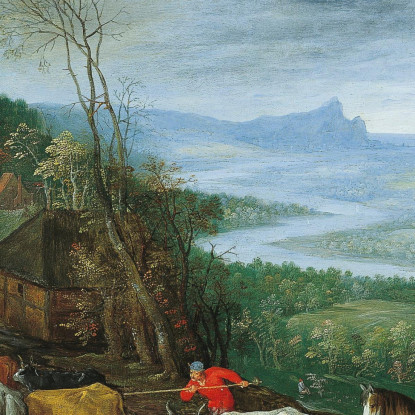 Un Paesaggio Con Mandriani Che Conducono Il Bestiame Verso Un Villaggio Jan Brueghel The Elder jbe2 quadro stampato su tela