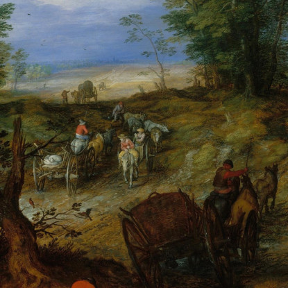 Una Strada Nel Bosco Con Viaggiatori Jan Brueghel The Elder jbe6 quadro stampato su tela