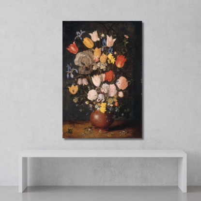 Bouquet Di Fiori In Un Vaso Di Terracotta Jan Brueghel The Elder jbe9 quadro stampato su tela
