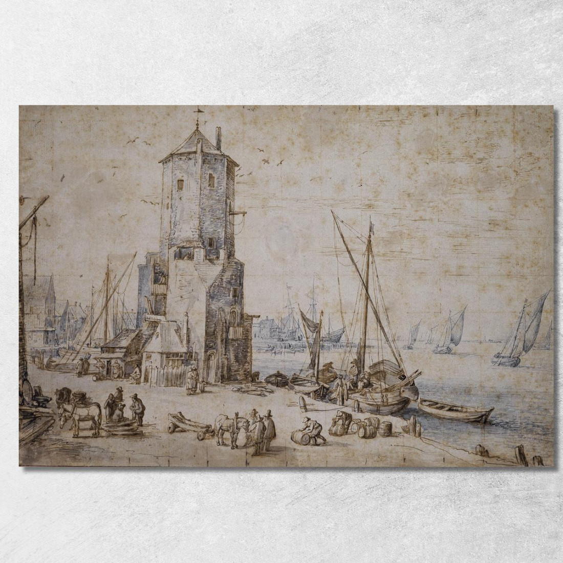 Veduta Del Porto Con Torre Ottagonale E Barche A Vela Jan Brueghel The Elder jbe17 quadro stampato su tela