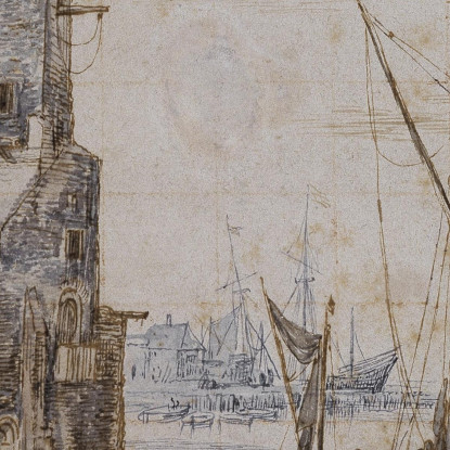 Veduta Del Porto Con Torre Ottagonale E Barche A Vela Jan Brueghel The Elder jbe17 quadro stampato su tela