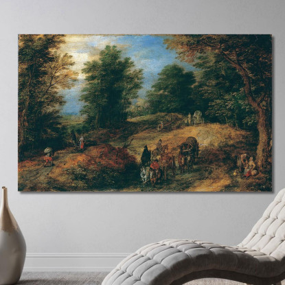 Paesaggio Con Viaggiatori Su Un Sentiero Boschivo Jan Brueghel The Elder jbe22 quadro stampato su tela