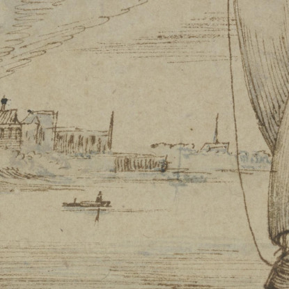 Marina Con Molte Navi A Sinistra Un Villaggio In Primo Piano Una Barca A Remi Jan Brueghel The Elder jbe27 quadro stampato su t