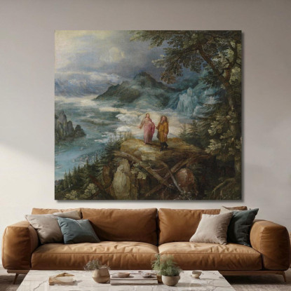 Paesaggio Montano Con La Tentazione Di Cristo Jan Brueghel The Elder jbe28 quadro stampato su tela