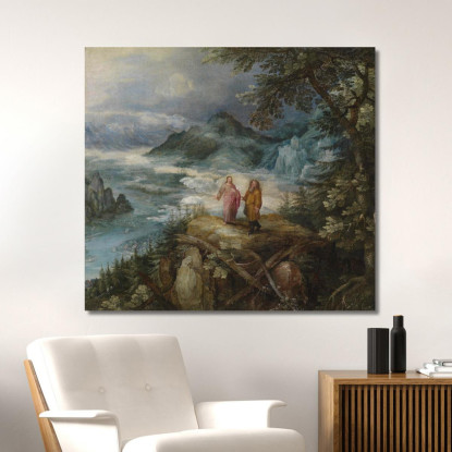 Paesaggio Montano Con La Tentazione Di Cristo Jan Brueghel The Elder jbe28 quadro stampato su tela