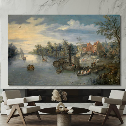 Paesaggio Fluviale 2 Jan Brueghel The Elder jbe32 quadro stampato su tela