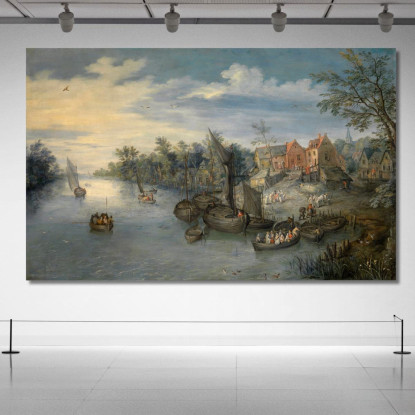 Paesaggio Fluviale 2 Jan Brueghel The Elder jbe32 quadro stampato su tela
