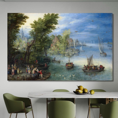 Paesaggio Fluviale 3 Jan Brueghel The Elder jbe33 quadro stampato su tela