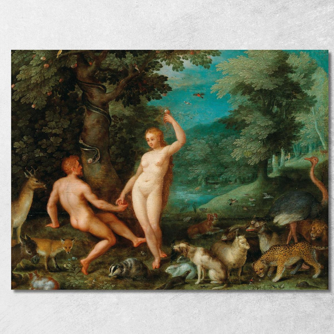 La Tentazione Di Adamo In Paradiso Jan Brueghel The Elder jbe42 quadro stampato su tela
