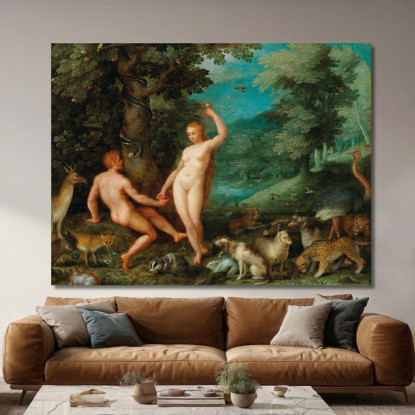 La Tentazione Di Adamo In Paradiso Jan Brueghel The Elder jbe42 quadro stampato su tela