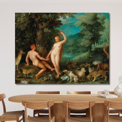 La Tentazione Di Adamo In Paradiso Jan Brueghel The Elder jbe42 quadro stampato su tela