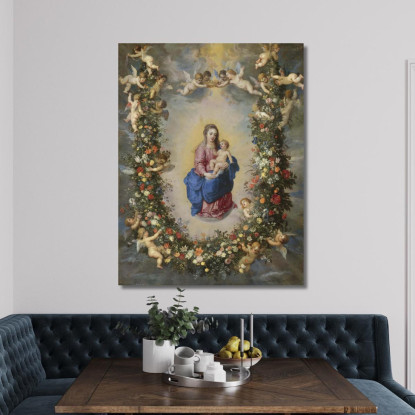 La Vergine E Il Bambino Circondati Da Una Ghirlanda Di Fiori Sostenuta Da Cherubini Jan Brueghel The Elder jbe47 quadro stampat