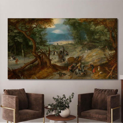 Viaggiatori Assaliti Dai Soldati Jan Brueghel The Elder jbe48 quadro stampato su tela