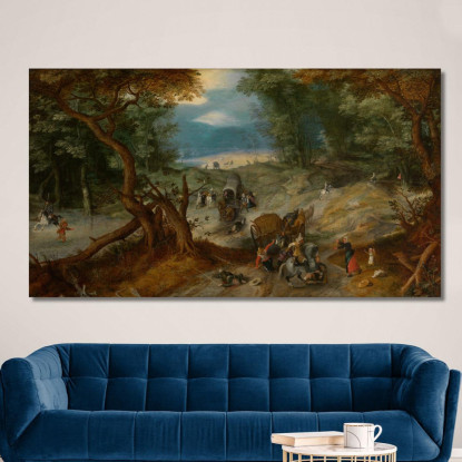 Viaggiatori Assaliti Dai Soldati Jan Brueghel The Elder jbe48 quadro stampato su tela
