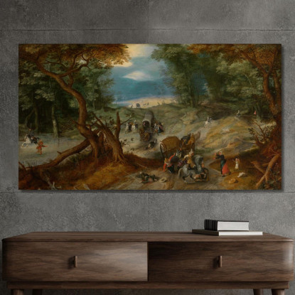 Viaggiatori Assaliti Dai Soldati Jan Brueghel The Elder jbe48 quadro stampato su tela