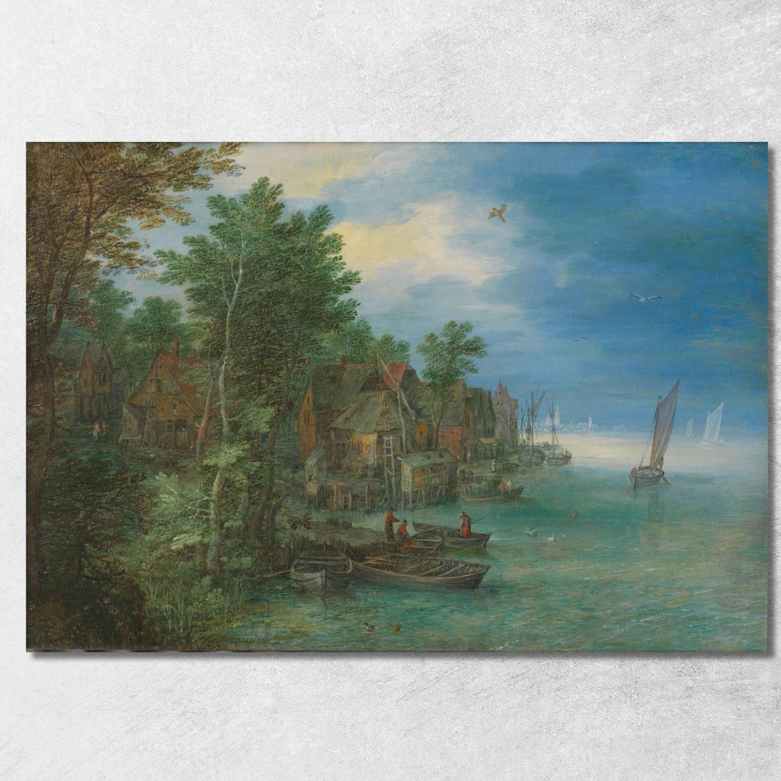 Veduta Di Un Villaggio Lungo Un Fiume Jan Brueghel The Elder jbe50 quadro stampato su tela