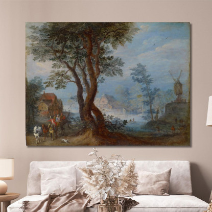 Paesaggio Di Villaggio Con Figure Di Staffage Jan Brueghel The Elder jbe51 quadro stampato su tela