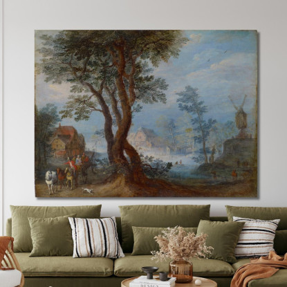 Paesaggio Di Villaggio Con Figure Di Staffage Jan Brueghel The Elder jbe51 quadro stampato su tela