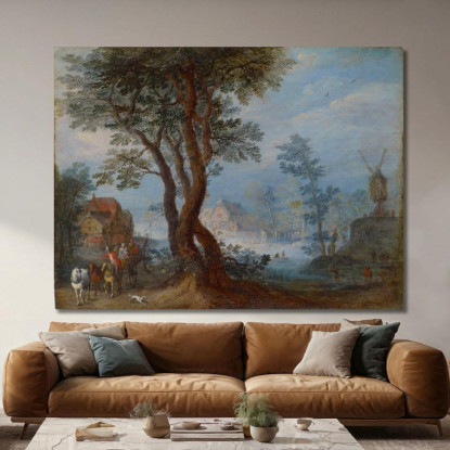 Paesaggio Di Villaggio Con Figure Di Staffage Jan Brueghel The Elder jbe51 quadro stampato su tela