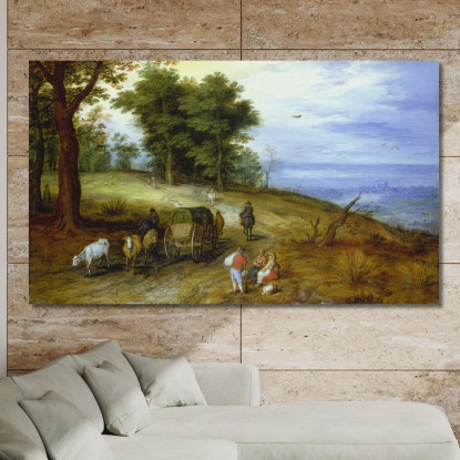 Paesaggio Boscoso Con Figure Jan Brueghel The Elder jbe53 quadro stampato su tela