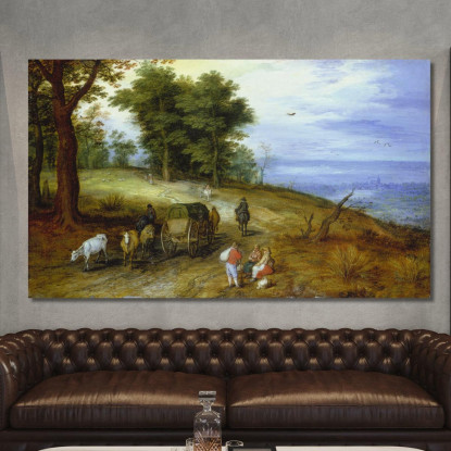 Paesaggio Boscoso Con Figure Jan Brueghel The Elder jbe53 quadro stampato su tela