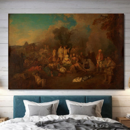 Bivacco Jean-Antoine Watteau jaw3 quadro stampato su tela