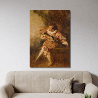 Il Suonatore Di Serenate (Mezetin) Jean-Antoine Watteau jaw17 quadro stampato su tela