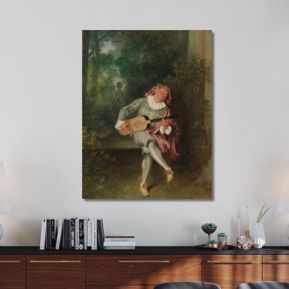 Mezzetin Jean-Antoine Watteau jaw23 quadro stampato su tela